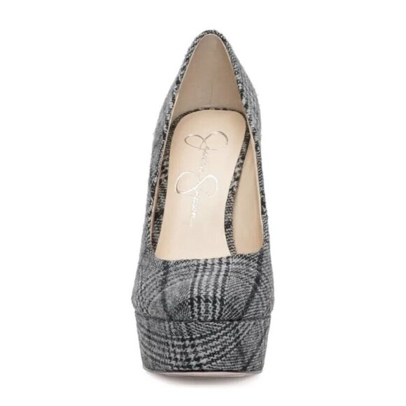 Jessica Simpson "Nellah" Platform Heel BNWT Black/White Plaid Fabric - Picture 8 of 8